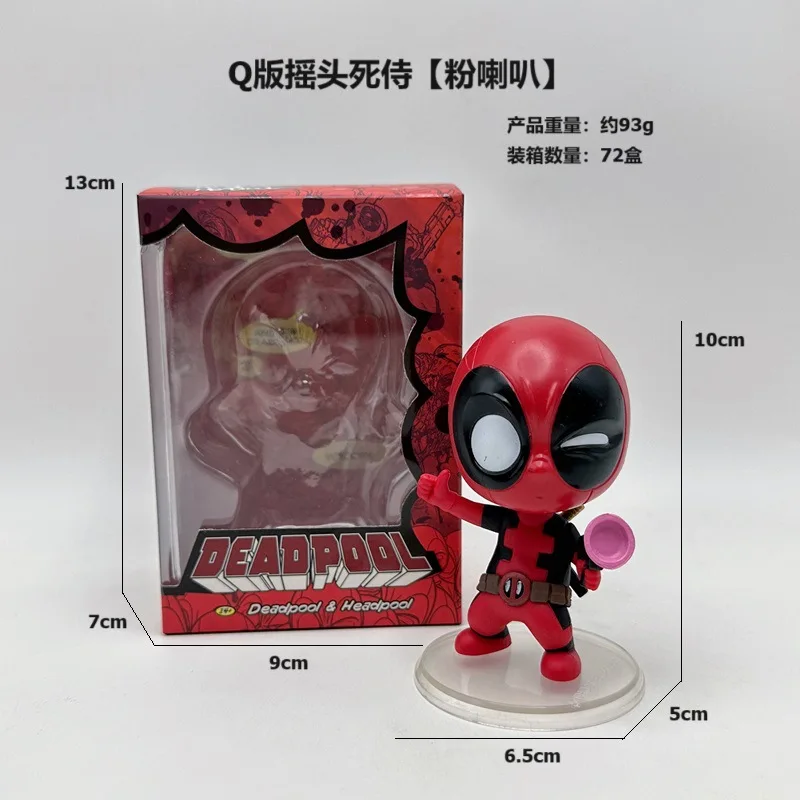 New Hot Toys Marvel The Avengers Deadpool Shaking Head Doll Model Kawaii Ornament Bobble Head Figurine Kids Toys Fans Gifts