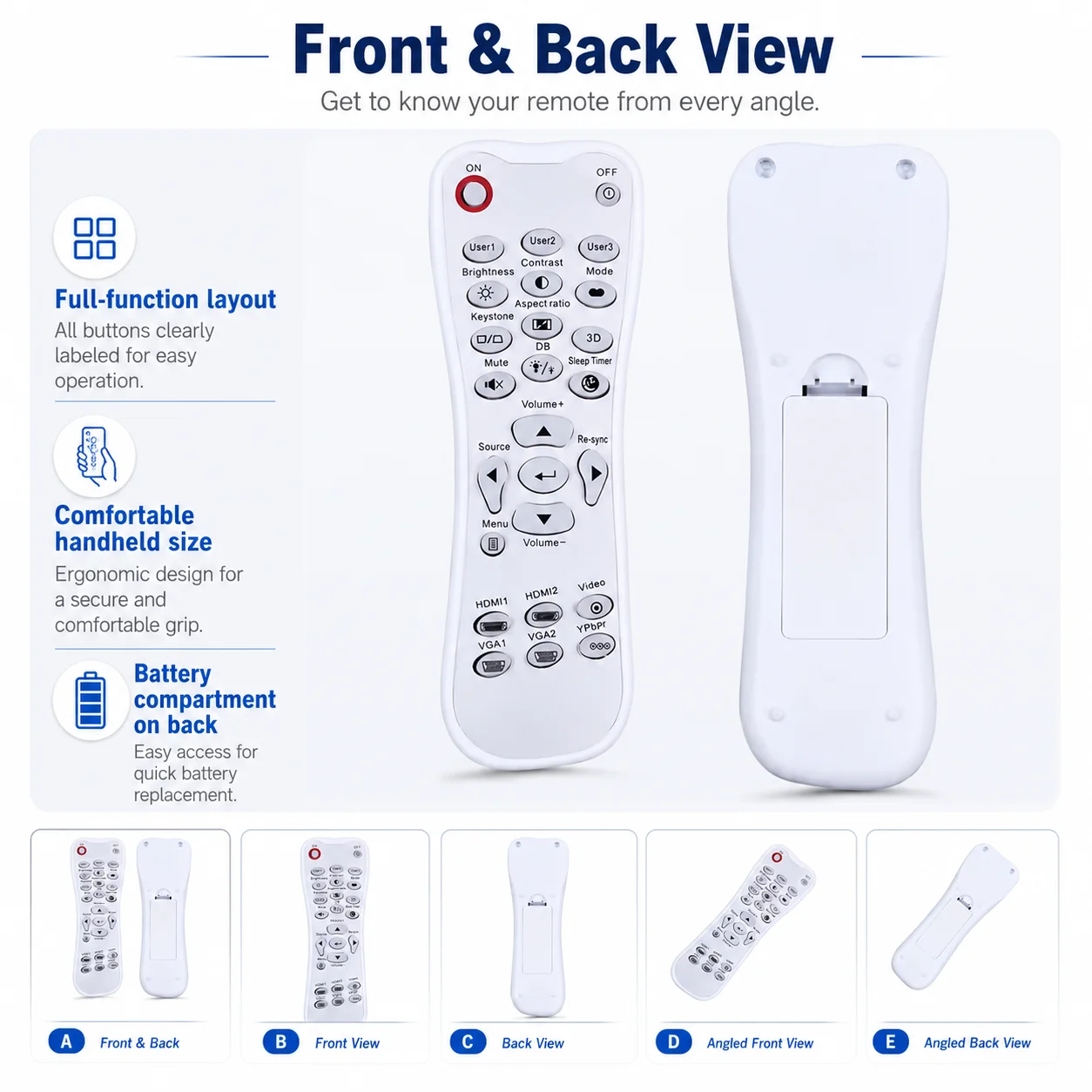 Intelligent Universal Remote Control Designed for Optoma Projectors, Suitable for HD26 GT1080 D946 HSF836 HDF537ST Model