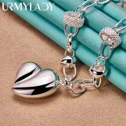 URMYLADY 925 Sterling Silver Heart Pendant Necklace For Women Wedding Party Fashion Charm Jewelry