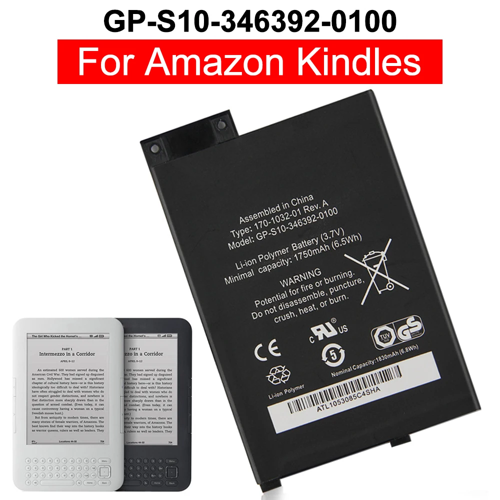 

1750mAh запасная батарея GP-S10-346392-0100 для Amazon Kindle3 Kindle 3 S11GTSF01A D00901 E-Reader батареи