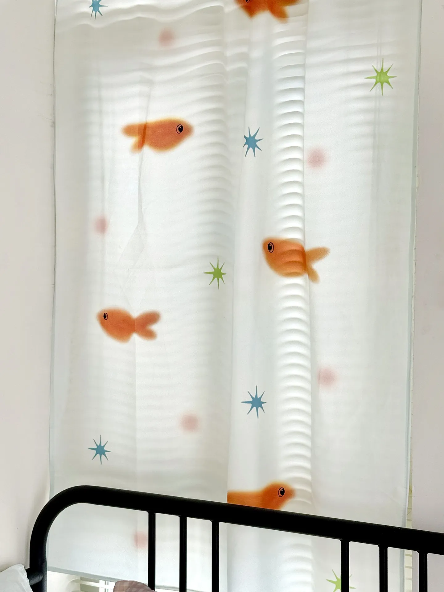 Cortina Decorativa de Peces Dorados Rosados, Semi-Privacidad, Decoración de Fondo, para Dormitorio de Niña, Ventana, Decoración de Pared, Separador de Puerta