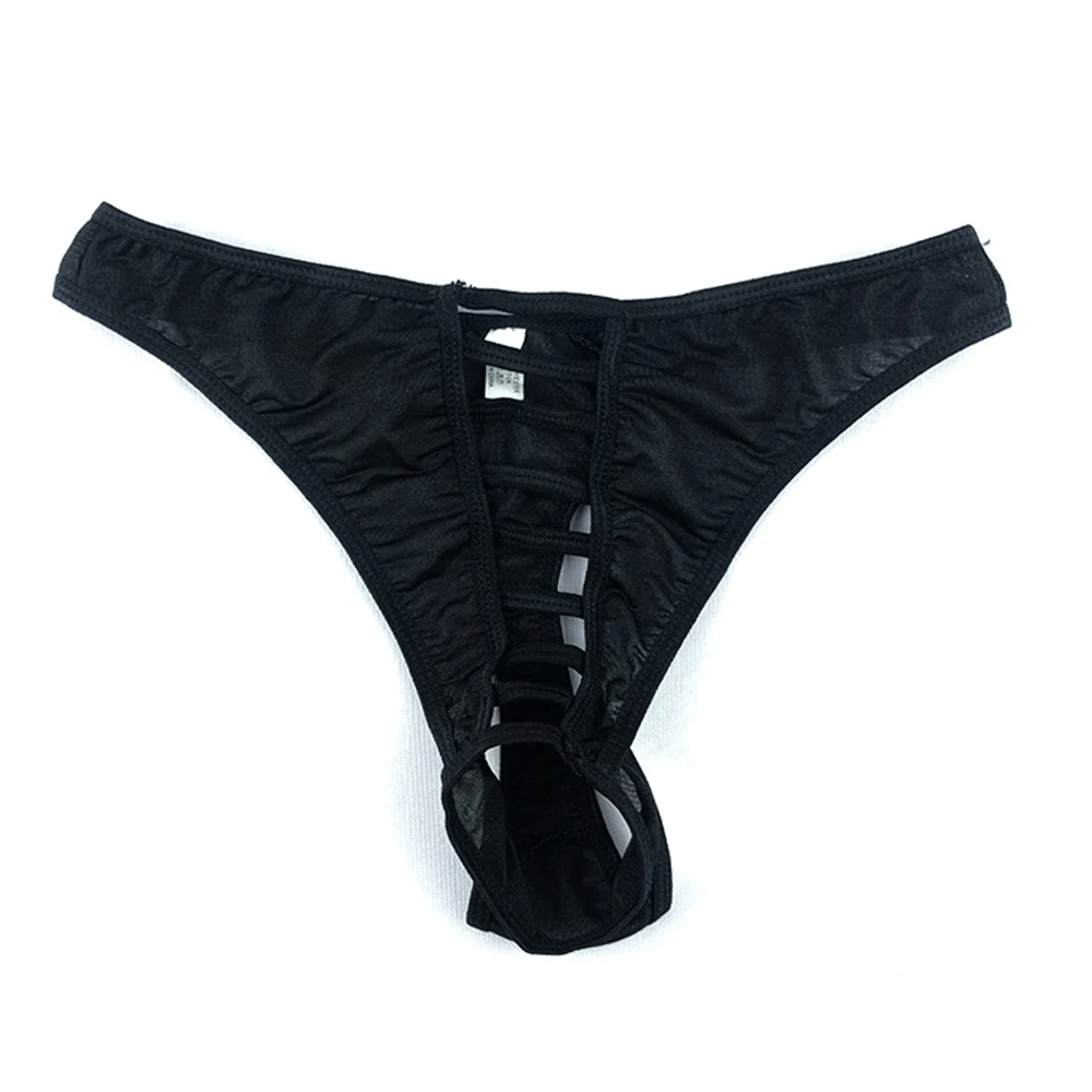 

Solid Color Underwear Briefs Men's Panties Comfortable T-back Elasticated Waist Low Rise Open Crotch Sexy New