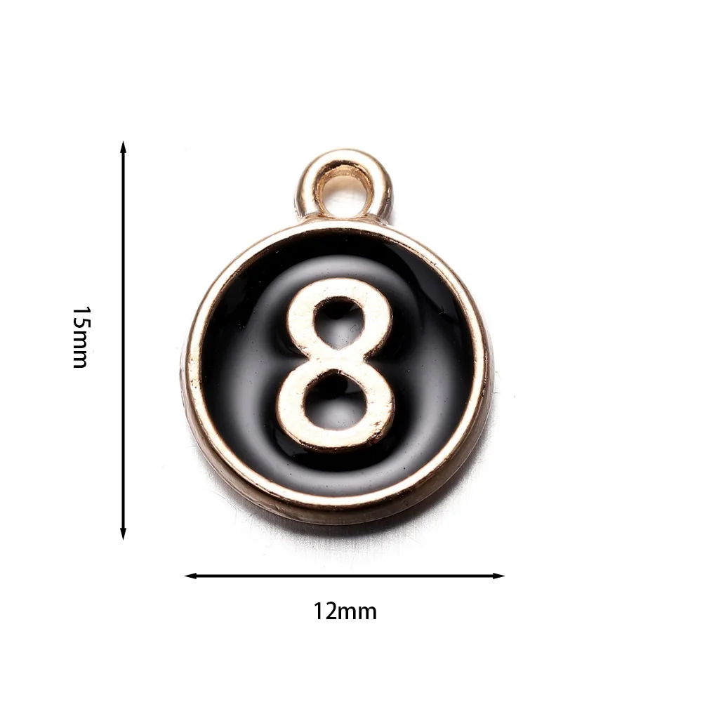 20pcs/lot Arabic Number Metal Alloy Enamel Charms Double Sided Digits Pendant For DIY Bracelet Necklace Jewelry Making