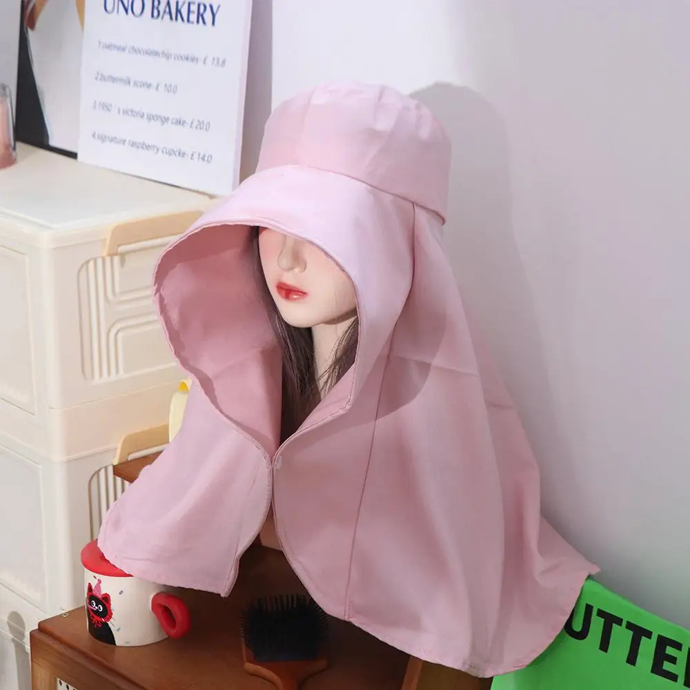 بسيطة واسعة حافة شال صياد قبعة الأشعة فوق البنفسجية مكافحة الرقبة حماية المشي لمسافات طويلة قبعة بحافة أقنعة ذيل حصان قبعة المرأة قبعة الشمس في الهواء الطلق #3