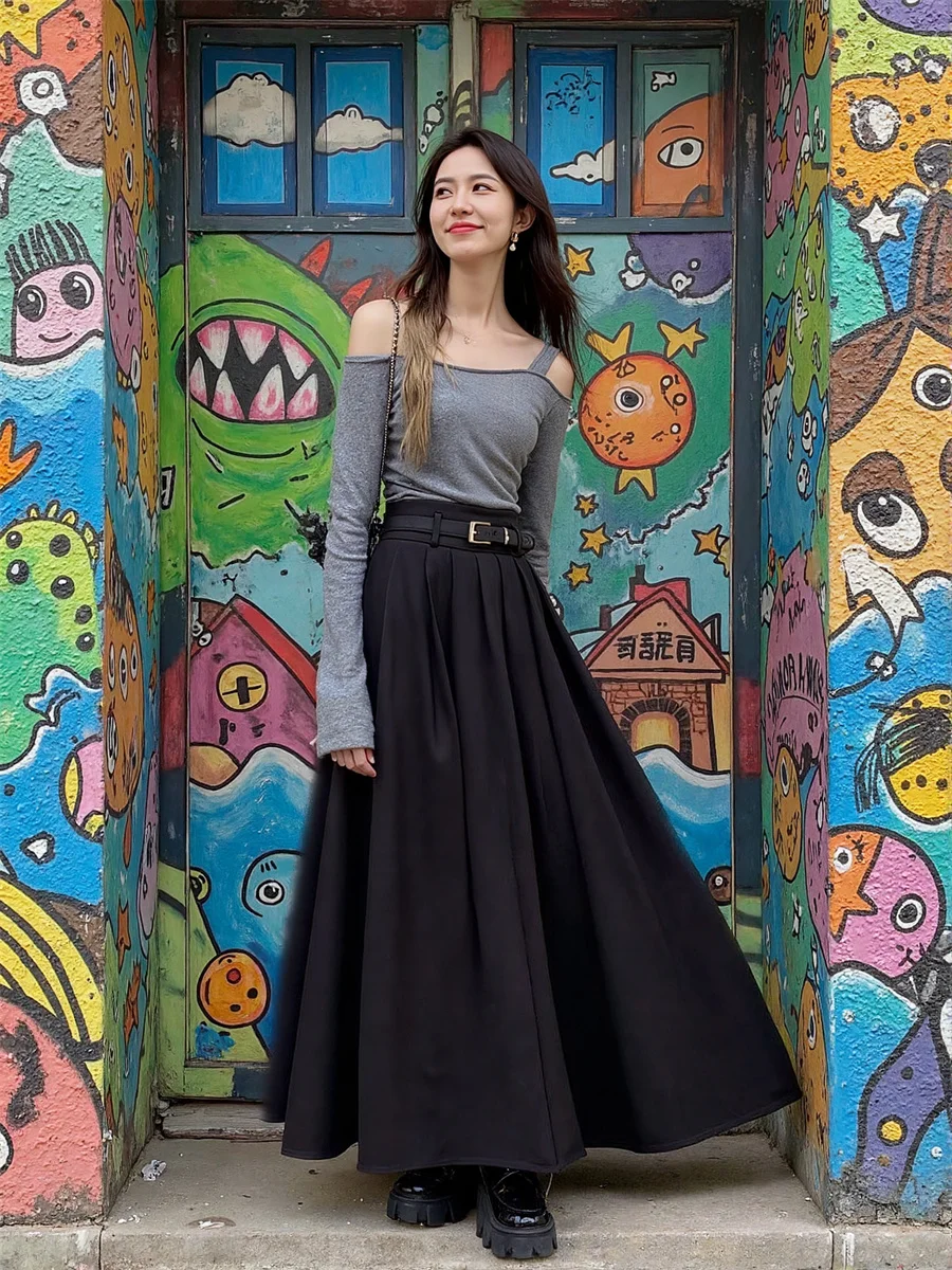 

Pleated Floor Length Skirts Womens Polka Dot Pleated Patchwork Mesh Layered Ruffle Hem Spring Vacation Adjustable Lightweight