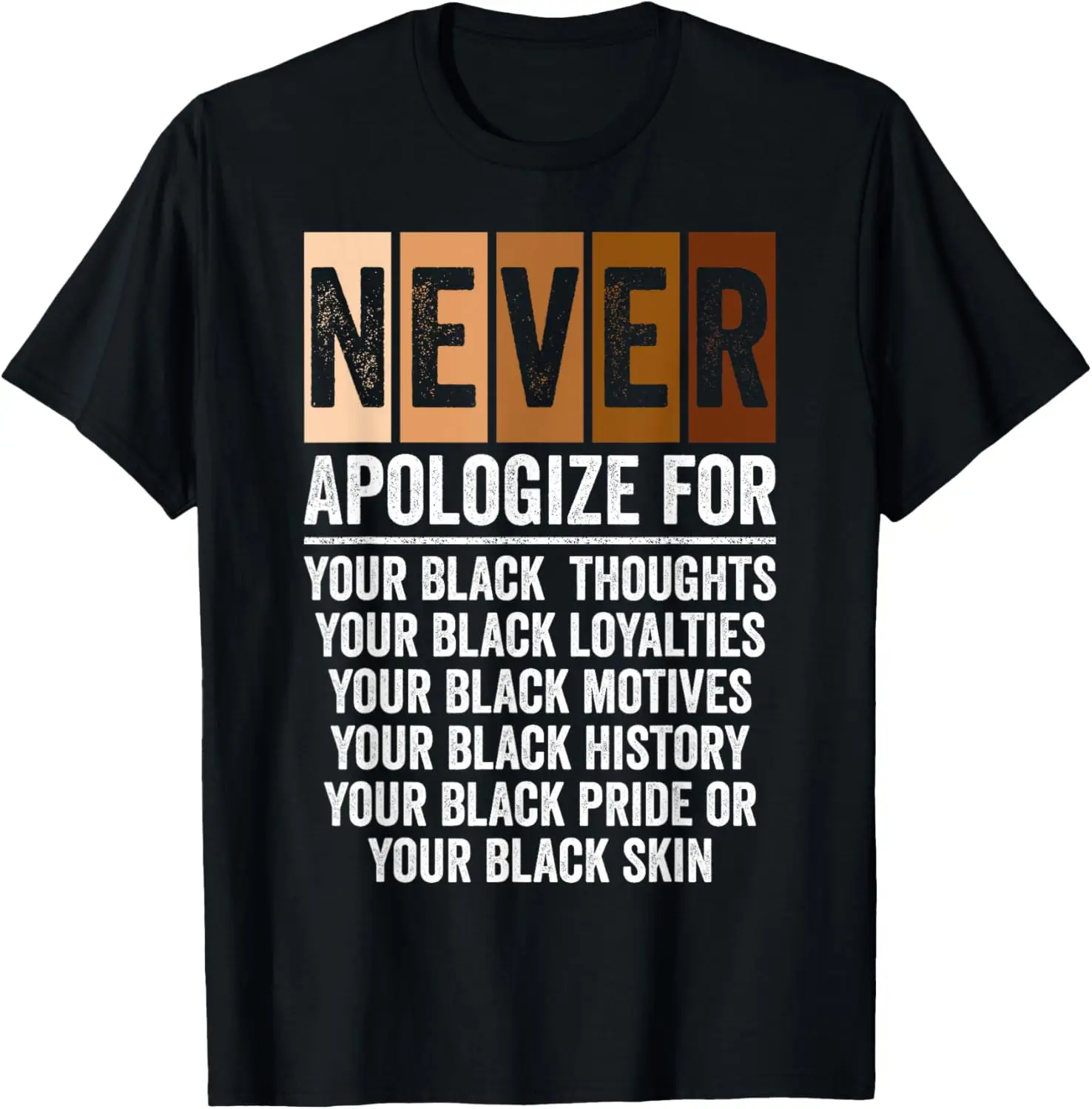 Never Apologize Black History Month BLM Melanin Pride Afro T-Shirt