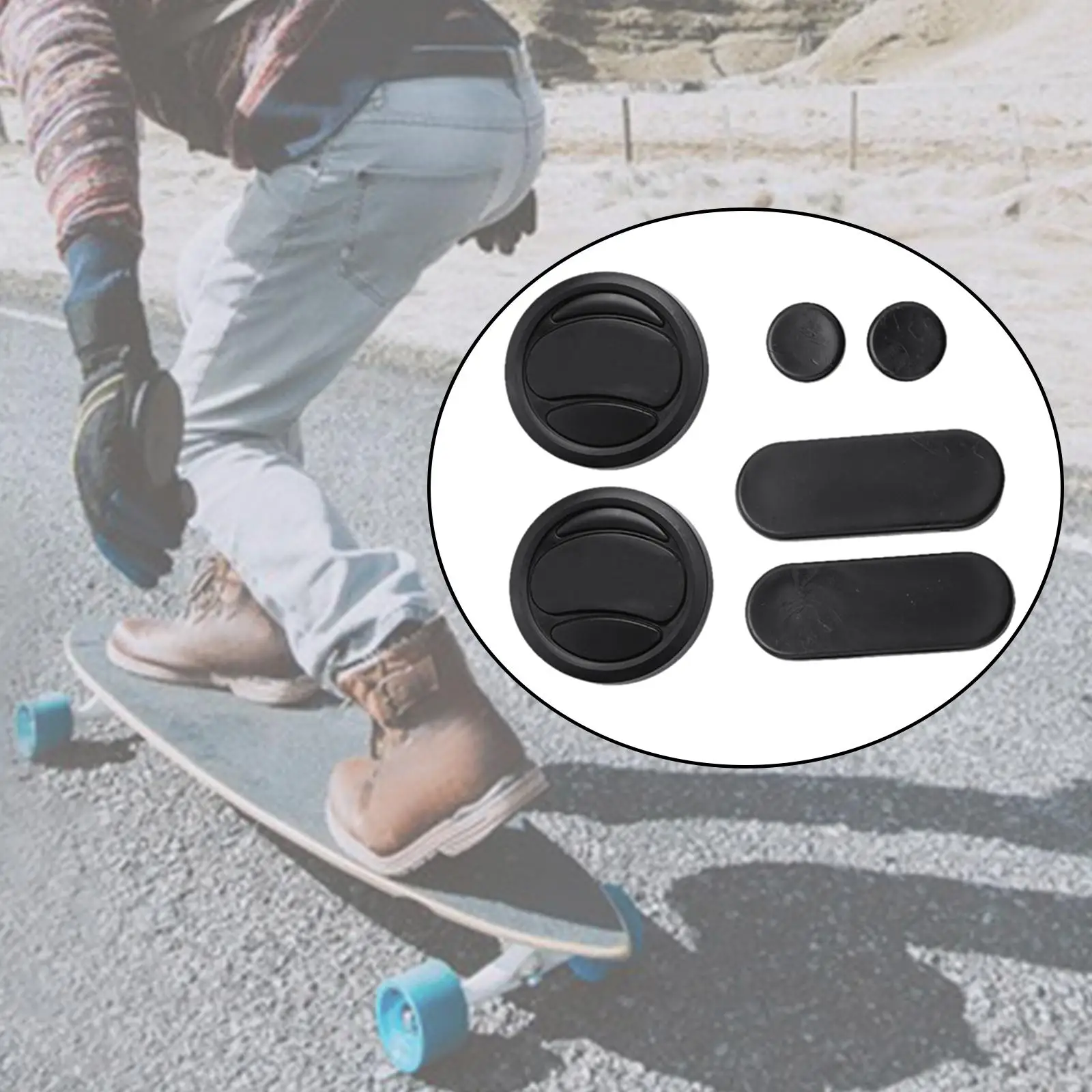 6ชิ้นสเก็ตบอร์ดยาว pucks บล็อกนิ้ว pucks longboard สไลด์ Puck downhill S อุปกรณ์เสริม