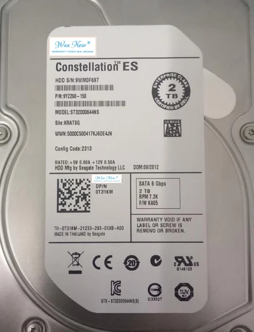 For Dell  0T31KM 2TB 7.2K SATA 3.5 inch R410 R510 R710 HDD T31KM