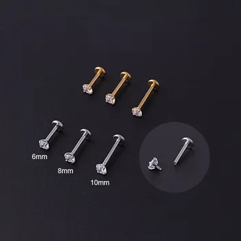 2pcs Stainless Steel Piercing Tragus Stud Earrings, Crystal Labret Small Ear Stud Helix…