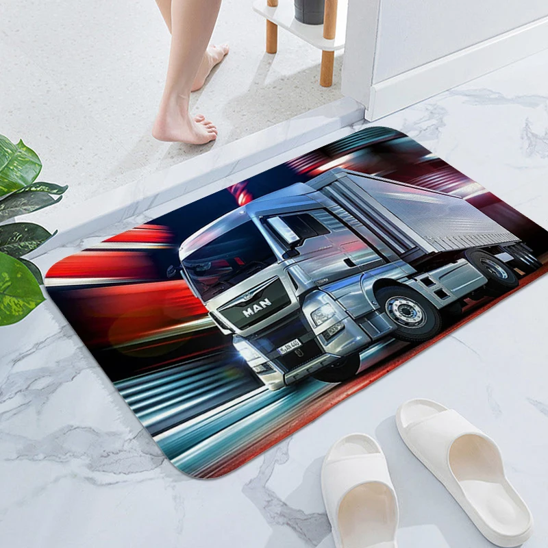 Bath Mat Man Truck Doormat Entrance Door Room Floor Carpet for Kitchen Home Decor Items Balcony Bedroom Rug Slip-resistant