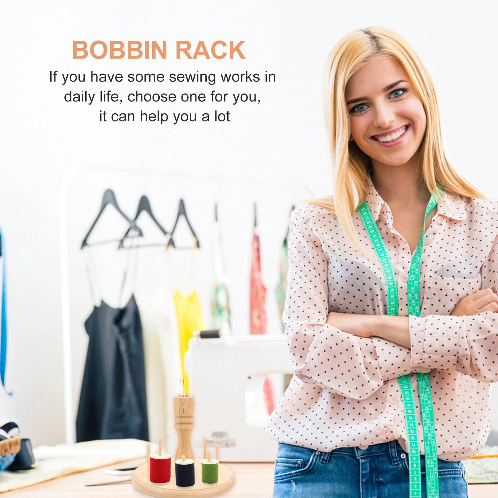 

Wooden Spool Holder Stand Thread Organizer Rack Durable Portable Improve Beading Jewelry Making Spool Holder Thread Stand