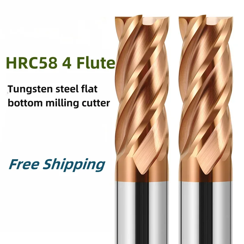 

HRC58 4 Flutes Carbide End Mill for Steel Metal Tungsten Steel Flat End Mills CNC Machining Cutting Tool 1 2 3 4 5 6 7 8 9 10-20