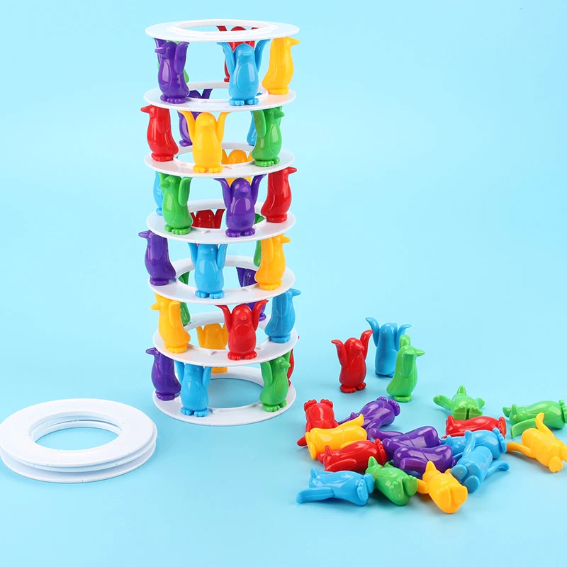 Kids Penguin Tower Collapse Balance Game Toy Party Family Funny Board Game Toys Crazy Penguin Crash Tower Toy Kid Gift