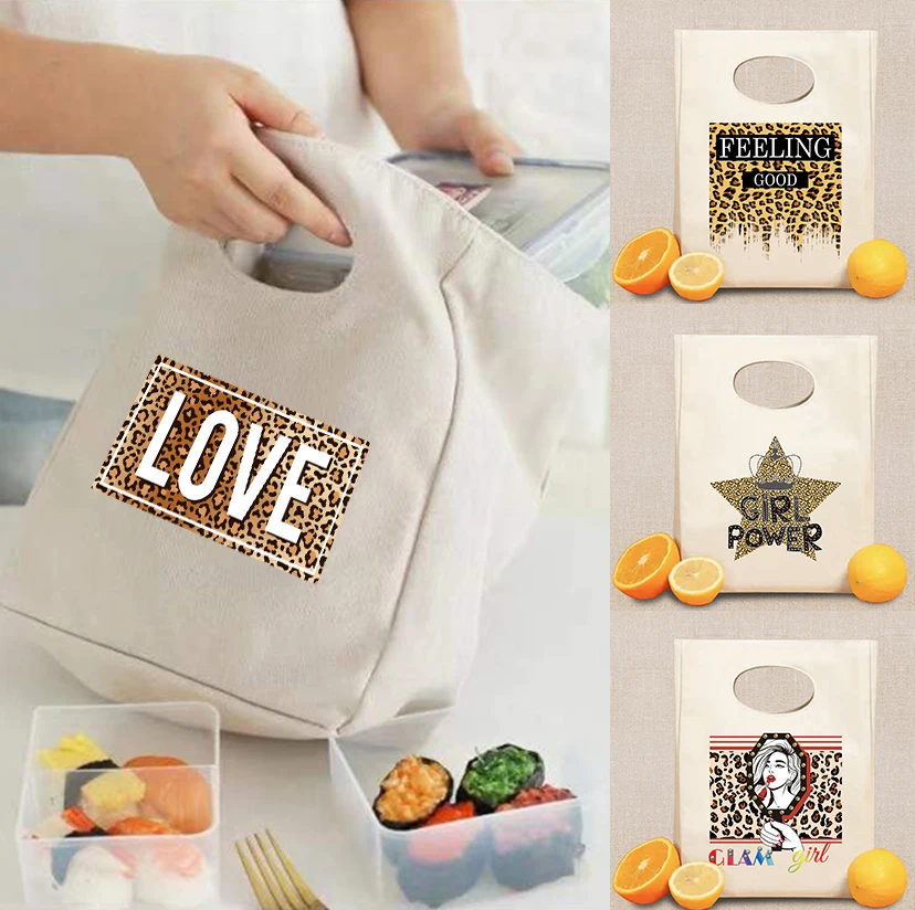 Thermal Lunch Bag Large Capacity Daily Student Workers Insulated Lunch Bag Portable Leopard Series Camping Picnic Pouch Unisex