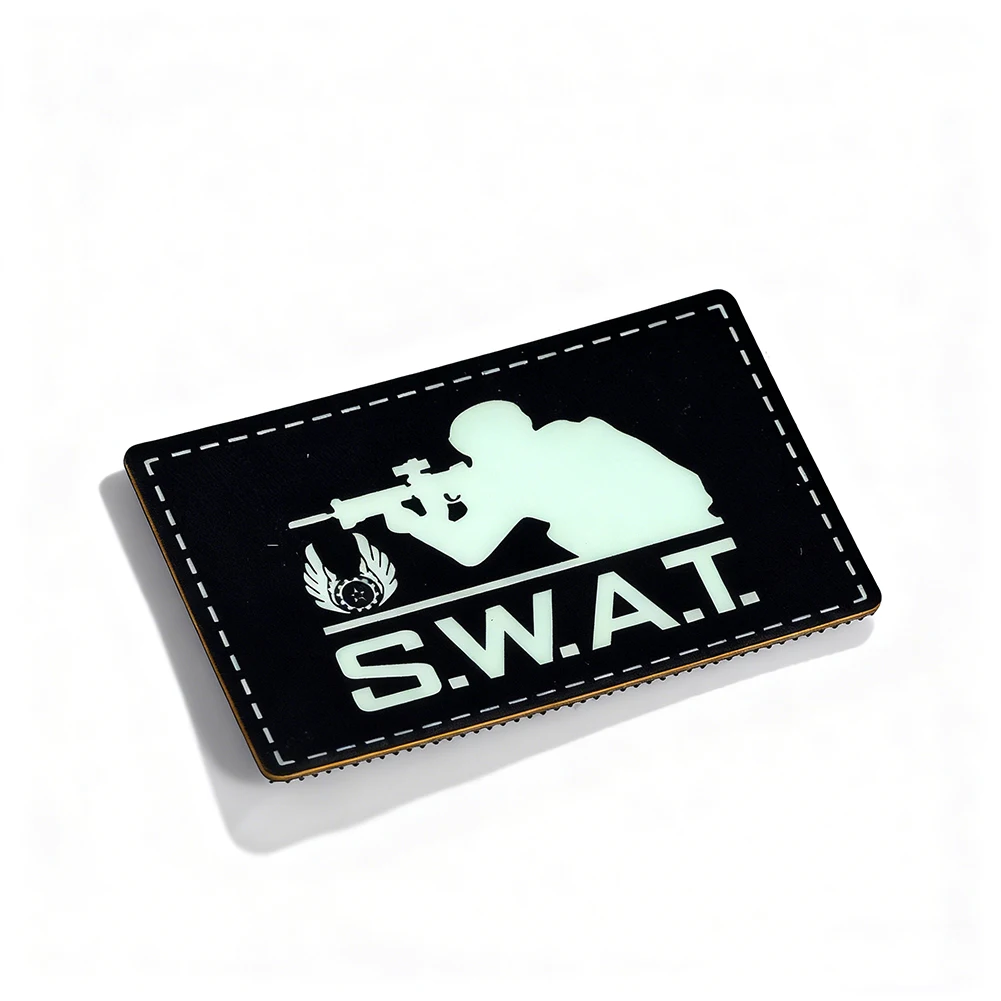Glow in The Dark Swat Patch Luminous PVC Hook and Loop Tactical Military Combat Patches Emblem Badge for Backpack Vest Uniform