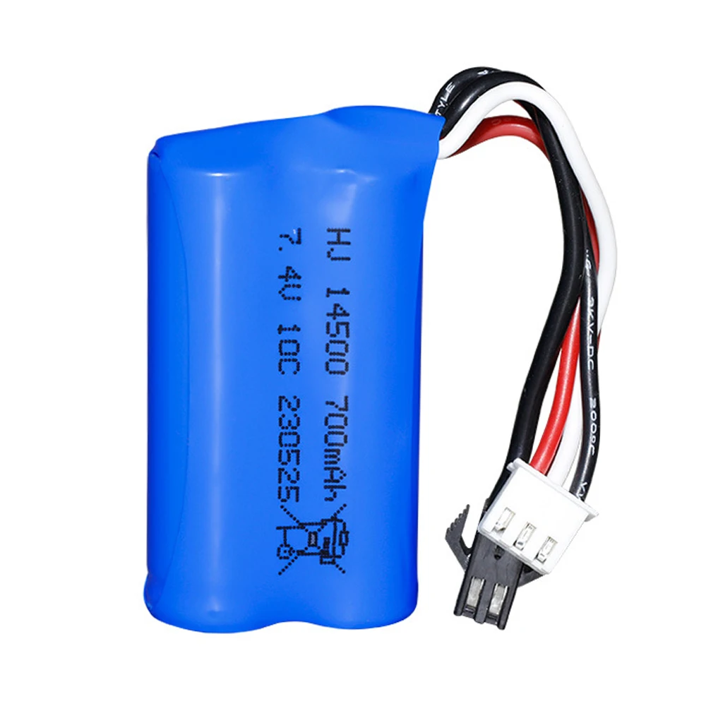 7.4V 700mah 14500 Lipo battery with USB charger For MN45 WPL D12 RC toys Car Boat Gun Speedboat parts 7.4v Lipo Battery SM PLUG