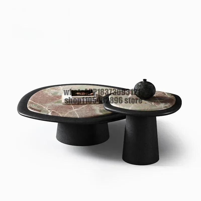 Medieval natural luxury stone coffee table, living room matching series, retro special-shaped coffee table