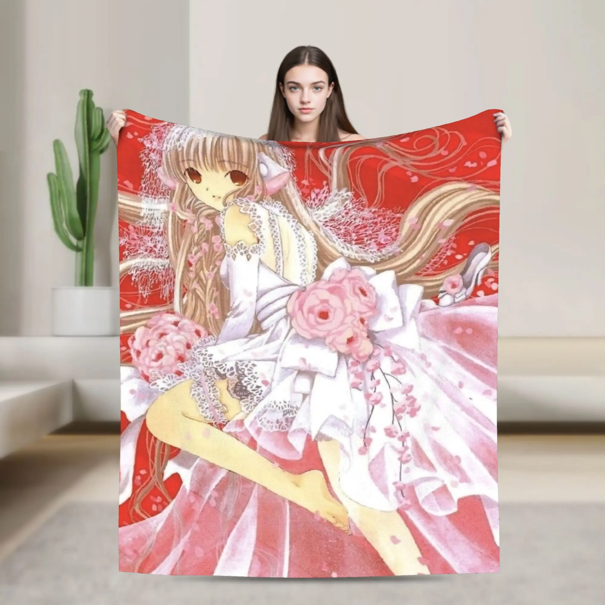 Chobits Clock Flannel Blankets  Awesome Throw Blanket for Bed Sofa Couch 200x150cm Plush Thin Quilt