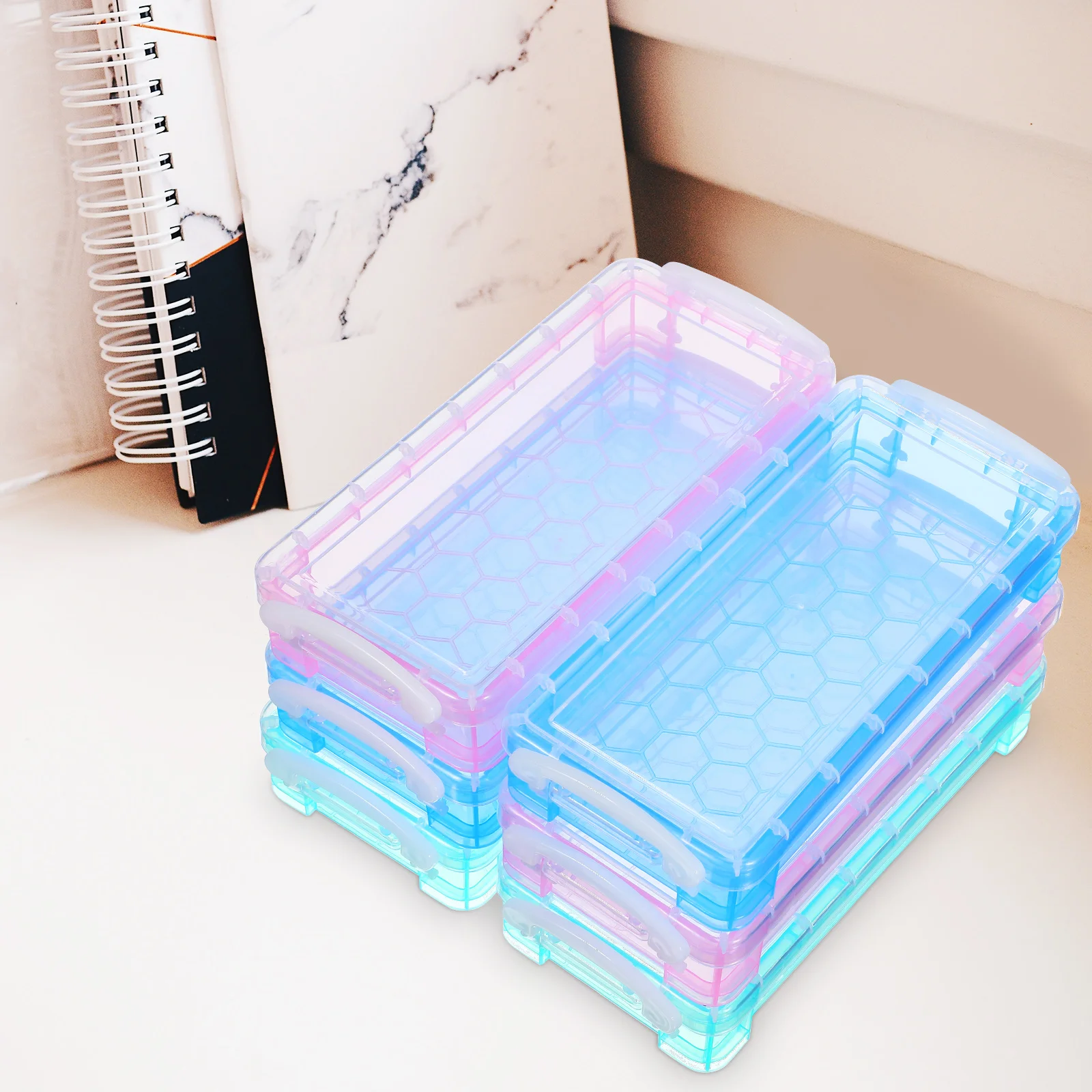 

Pencil Boxes for School Case Clear Classroom Stationery Plastic Color Holder Child