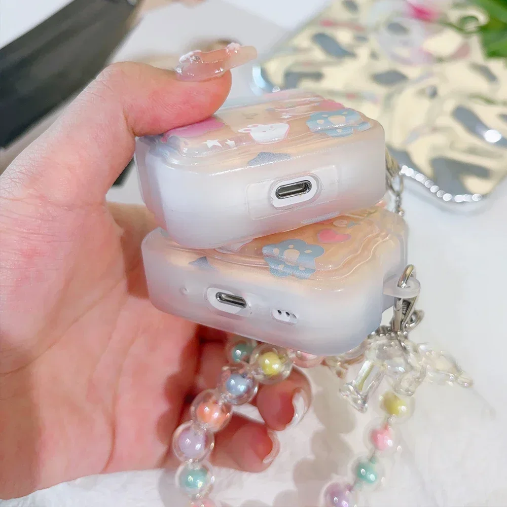 For Airpods 1 2 3 Generation Cartoon y2k Protector Cover ins Beaded Chain Cute Protective Sleeve For Apple Airpods Pro 1/2 Shell