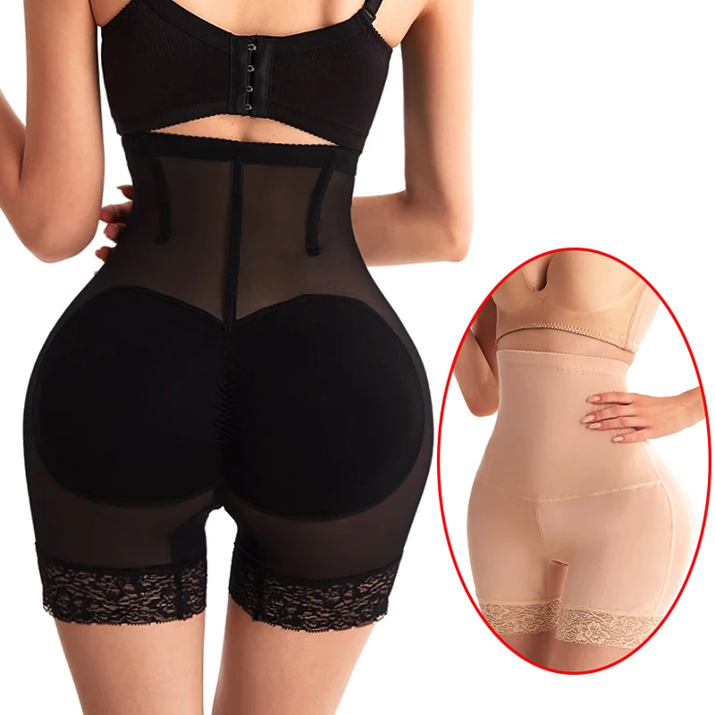 Damen High-Waist Bodyshaper Höschen Po-Former Schlankheits-Shapewear Shorts Bauchkontrolle Höschen Po-Enhancer mit Polsterung