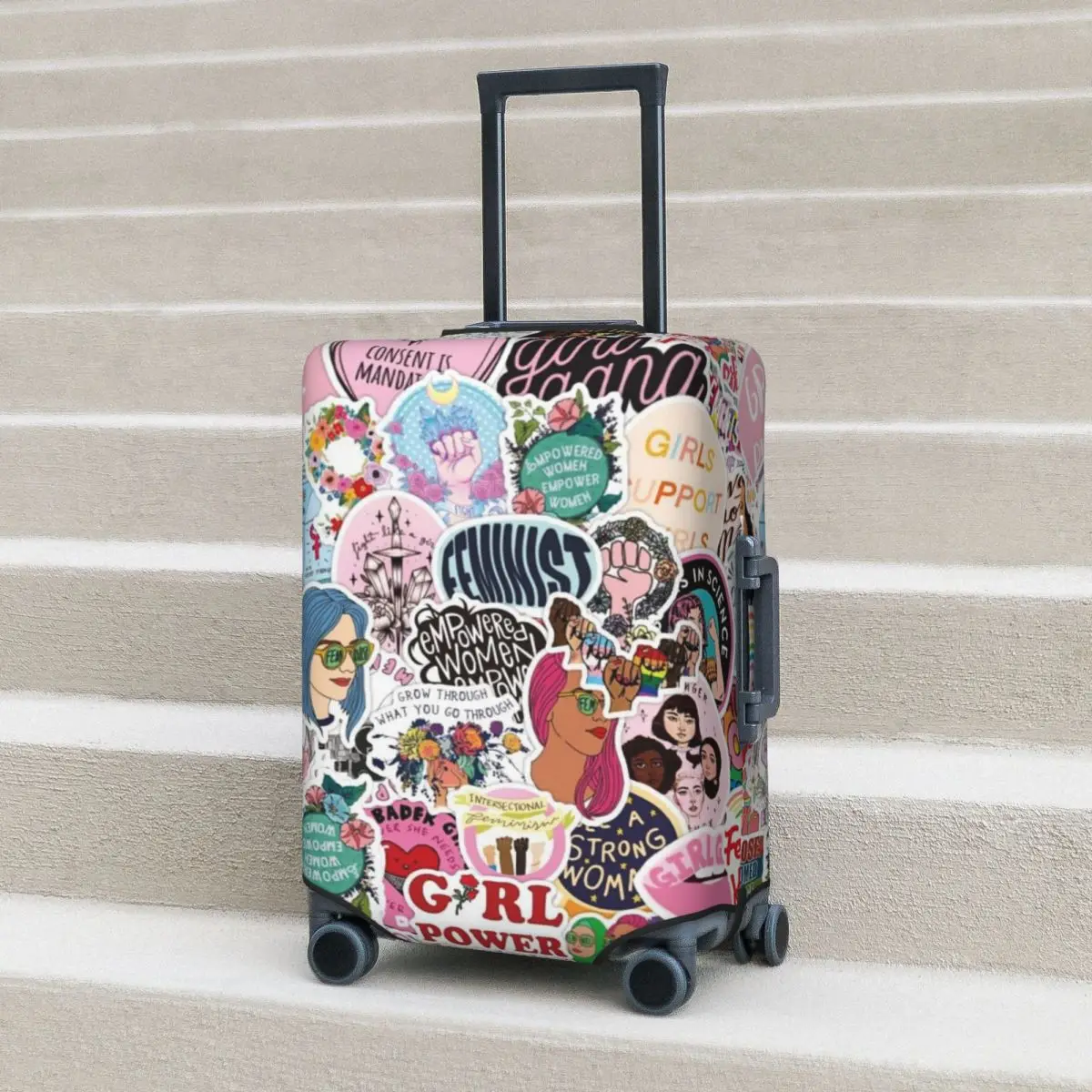 

Feminist Stickers Print Suitcase Cover Girl Power Practical Cruise Trip Protection Luggage Accesories Vacation