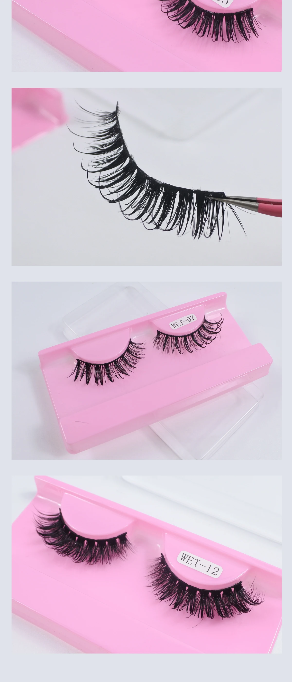 Neue Wet Spikey Lashes Make-up D-Curl Russische Streifen-Wimpern, Künstliche Wimpern für Cosplay, Natürliche Volle Streifen-Wimpern – Detail 10