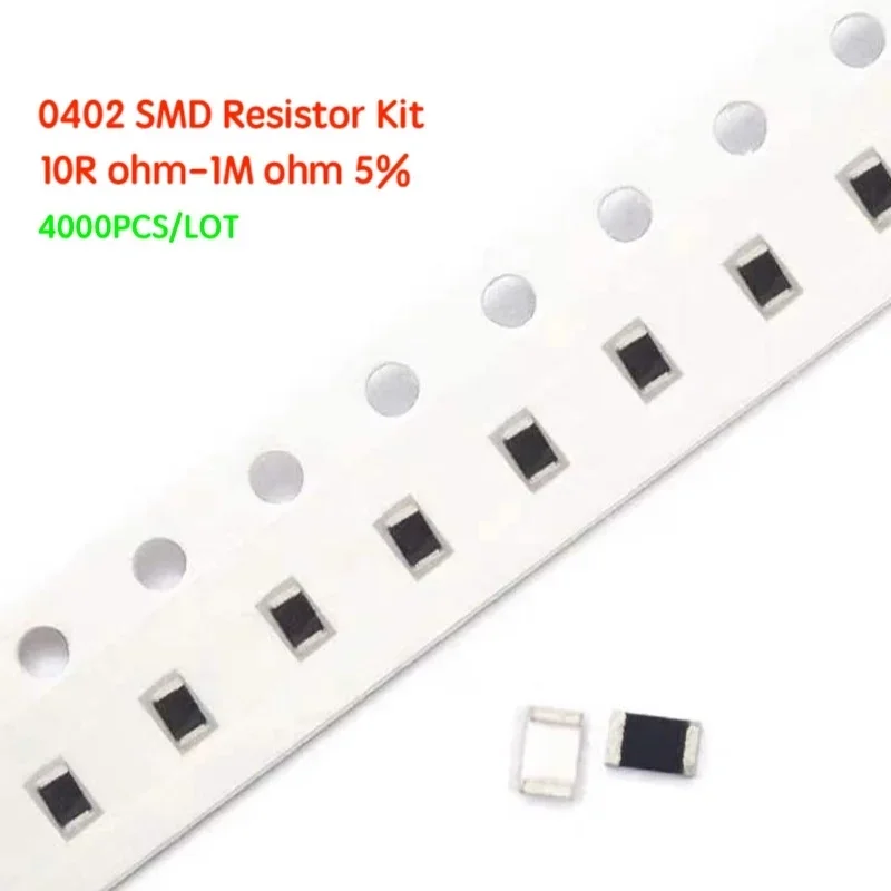 4000PCS/LOT  0402 10R ohm-1M ohm 5% SMD Resistor Kit Assorted Kit Sample Kit 80valuesX 50pcs=4000pcs