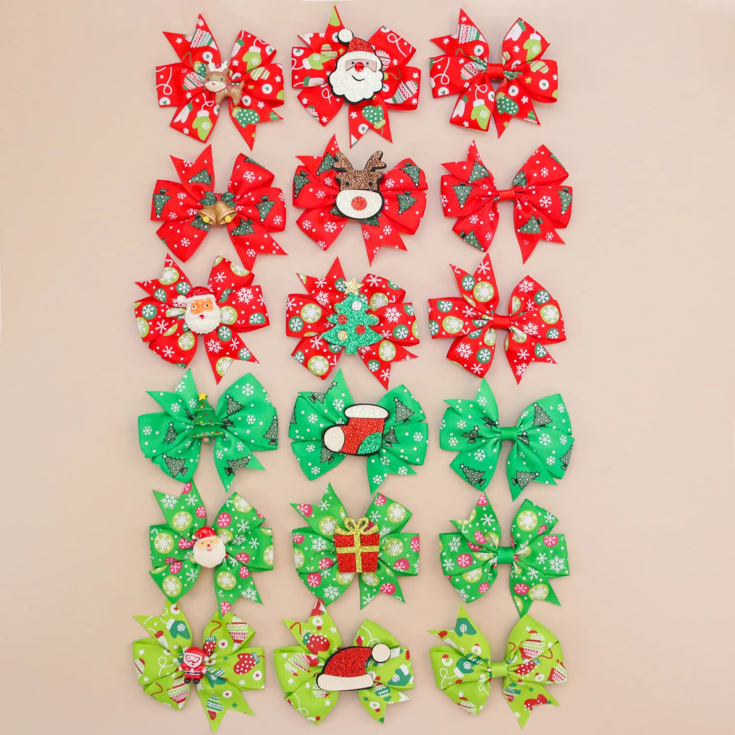 6pcs Christmas Hair Bows 3Inch Grosgrain Ribbon Bows Alligator Hair Clips Hair Accessories Christmas Gifts for Baby Girls