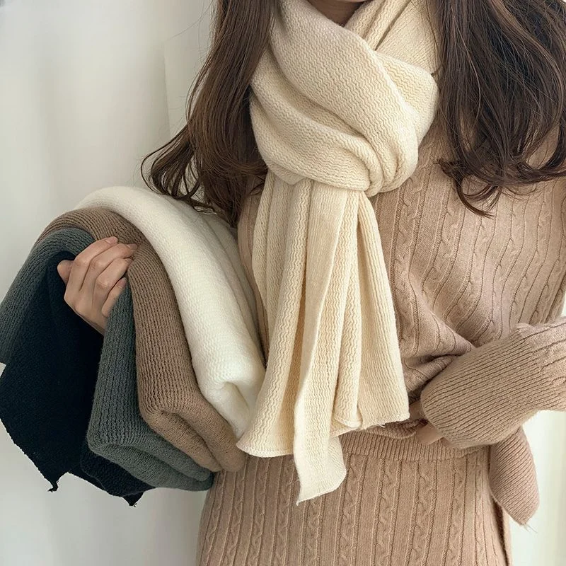 

Winter Scarf For Women Long Warm Cashmere Scarves Hijab Solid Lady Shawl Wrap Female Pashmina Bandana Head Scarfs E1543