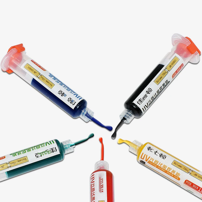 Encre de masque de soudure à durcissement UV, circuit imprimé PCB BGA, protection isolante, pâte à souder, outil de réparation, vert, bleu, jaune,