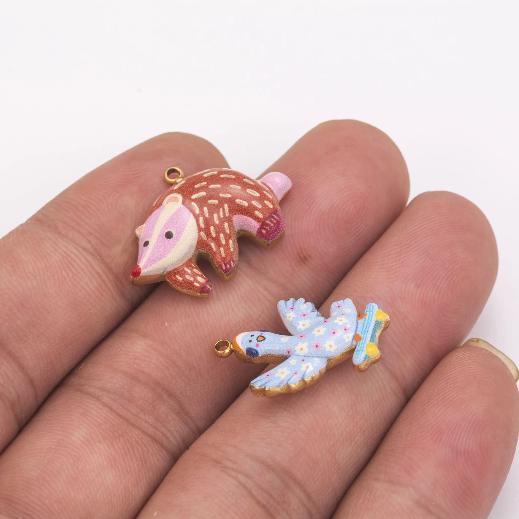 5pcs/lot Cute Mix Animals Charms Charms Bird Seal Crayfish Pendants for DIY Jewelry Making Necklaces Earrings Gifts