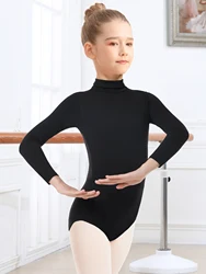 Girls Long Sleeve Leotards high neck Back Zipper closure Gymnastic Outfits Toddler Dance Leotard