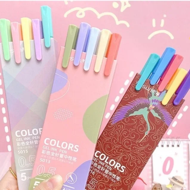 

5pcs Morandi Color Gel Pens Kawaii Stationery 0.5mm color ballpoint Student Diary Pen Handbook Pen Color Markers School Supplies