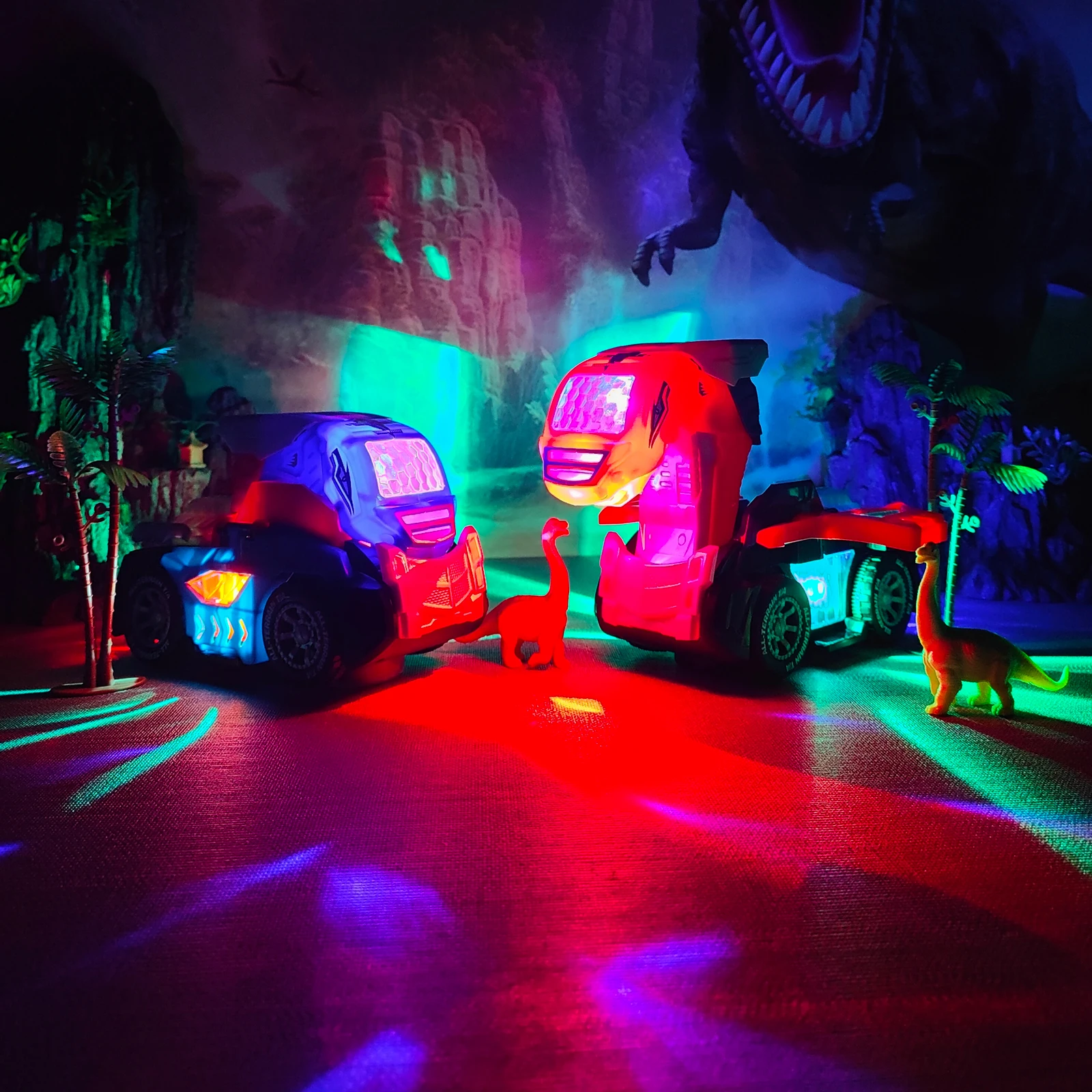 Transformerende Easter Dinosaurus Auto Speelgoed Met Led Licht Muziek Automatische Vervorming Dino Race Auto Speelgoed Voor Kinderen Jongen Meisjes