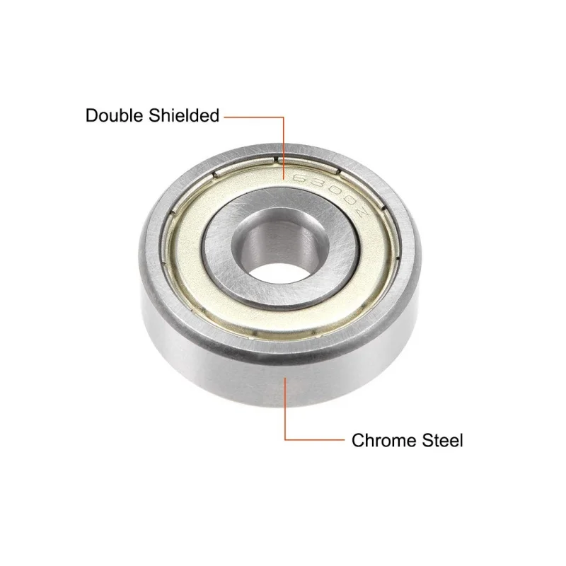 2Pcs 6300ZZ Deep Groove Ball Bearing 10x35x11mm Double Metal Sealed Chrome Steel Bearing