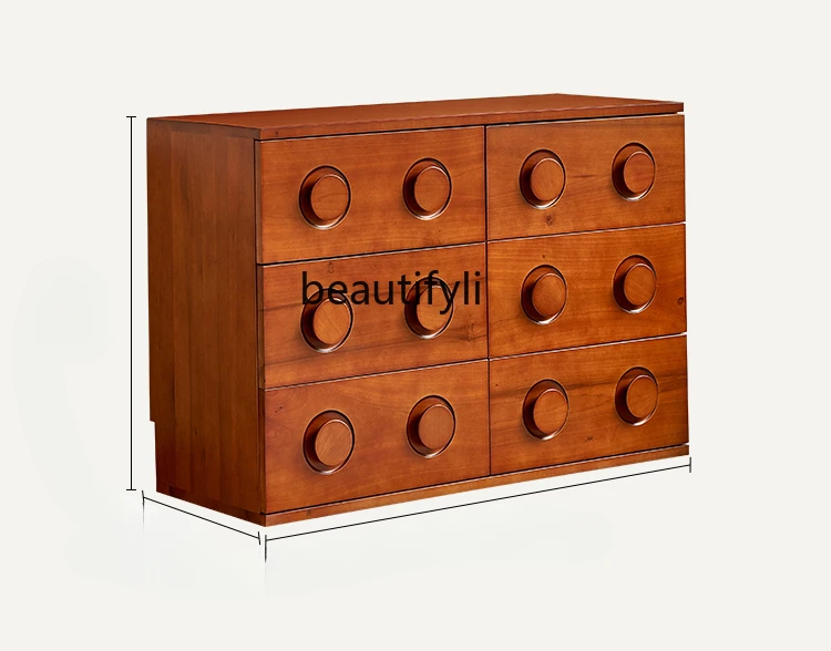 

French-Style Mid-Ancient Solid Wood Chest of Drawers Locker TV Cabinet next to Storage Wall Bedside Table