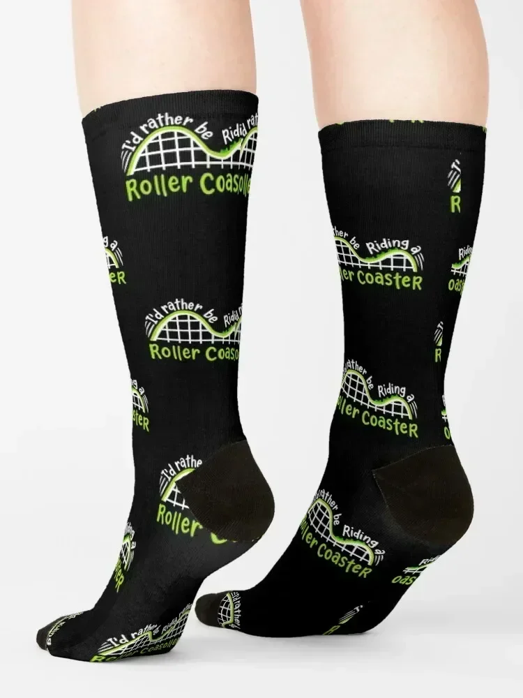I'd Rather Be Riding A Roller Coaster Socks retro moving stockings Novelties gift Women's Socks Men's