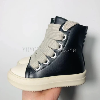 어린이 운동화 소년 소녀 키즈 신발 PU 가죽 점보 신발 끈 플랫 경량 스포츠 테니스 부츠 오웬 럭셔리 디자인