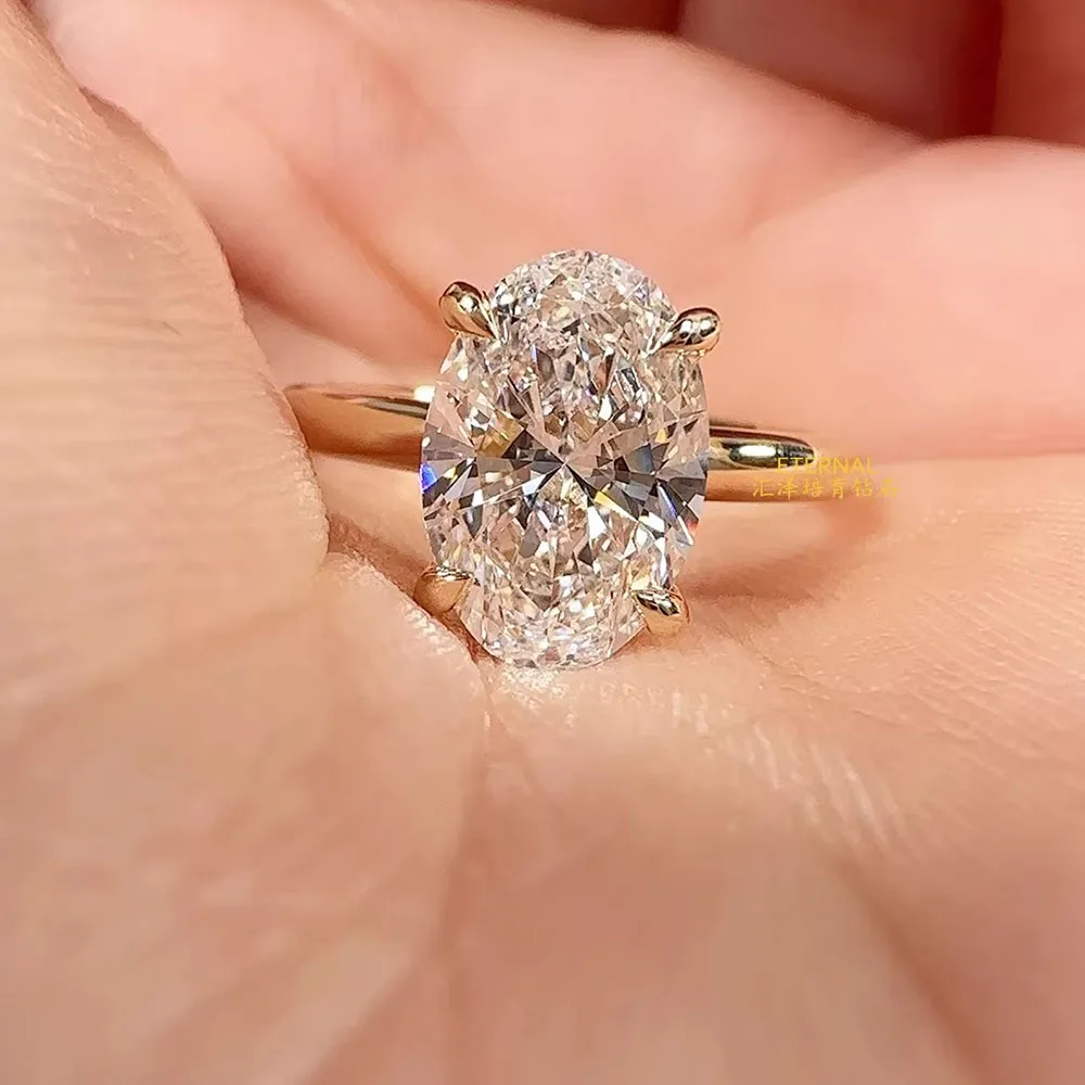 18K gold Diamond Ring Oval 1-5CT IGI Lab Growing Diamond wedding & engagement ring Factory custom Valentine's Day gift view 5