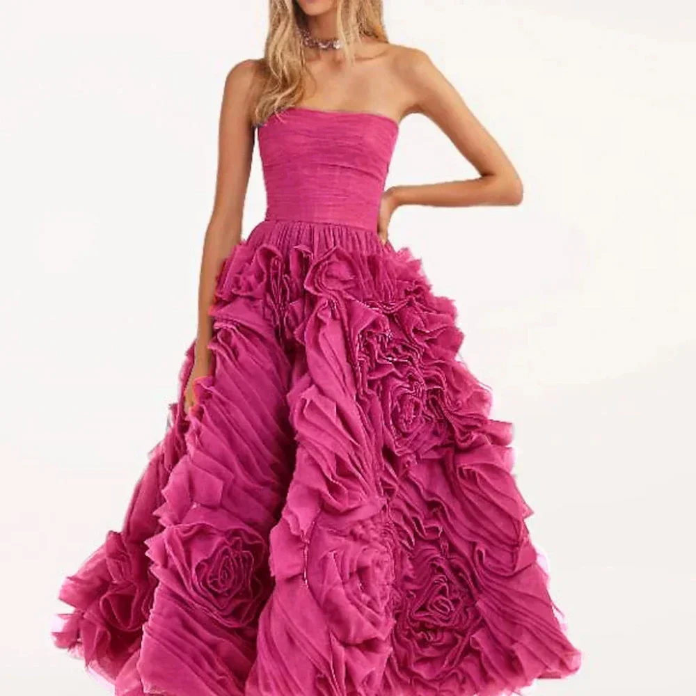 ชุดเดรสค็อกเทลแบบมีสายรัดไหล่ ความยาวปานกลาง ผ้าทูลล์จีบระบาย แต่งดอกไม้แฮนด์เมด สไตล์เรโทรสุดหรู คุณภาพสูง ออกแบบตามสั่ง คลาสสิกเข้ากันได้กับทุกโอกาส