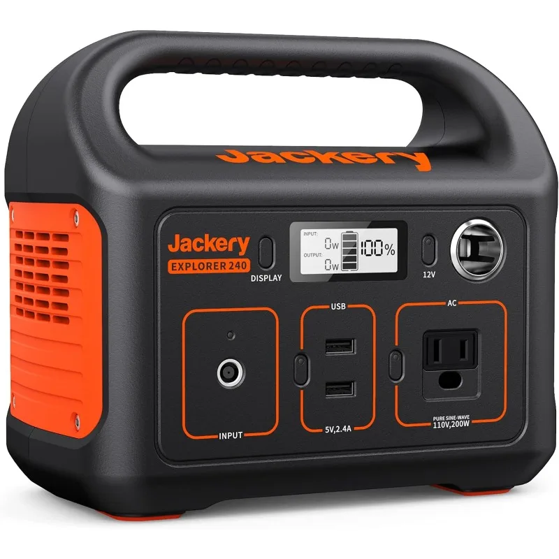 

Jackery Portable Power Station Explorer 240, 240Wh Backup Lithium Battery, 110V/200W Pure Sine Wave AC Outlet,