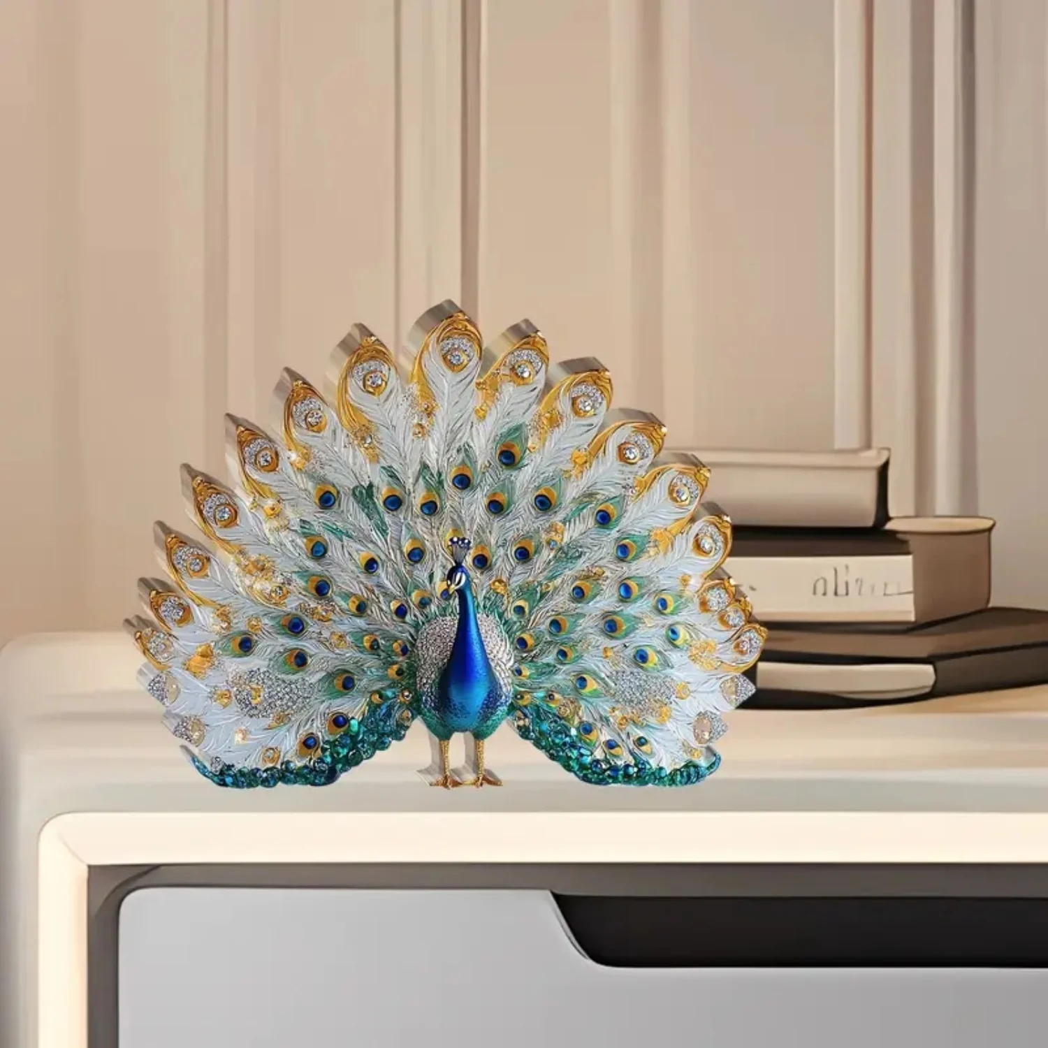 Colorful Peacock Statue, 2D Flat Acrylic Figurine,Home,Office,Cafe,room,Studio,display Case,Table Ornament Desktop Decor Kit