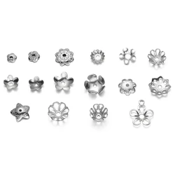 20/50Pcs/Pack Stainless Steel Flower Tree Leaf Round Beads Caps For Handmade DIY Jewelry Making Bracelet Necklace Accessories