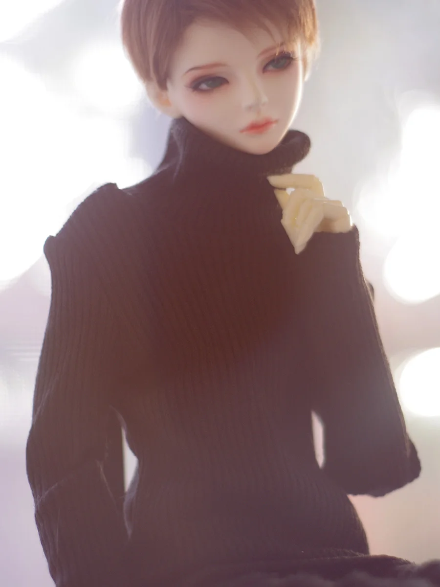 BJD Clothes Doll Tops Black And White Knitted High Neck Sweater Tops For Currency 1/3 BJD SD DD SD13 SD17 Uncle Doll Accessories