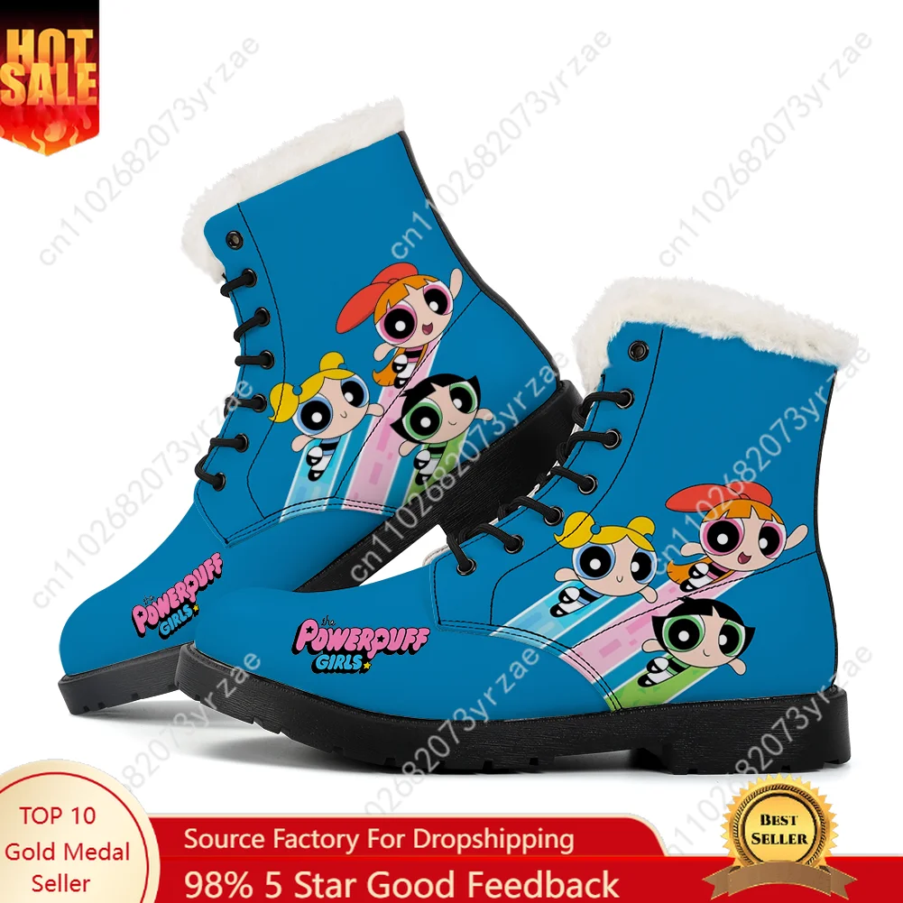 

The Powerpuff Girls Plush Boots Men Women Teenager Casual Shoes Outdoor Warm Boot High Quality Fashion Pattern Customized Shoes
