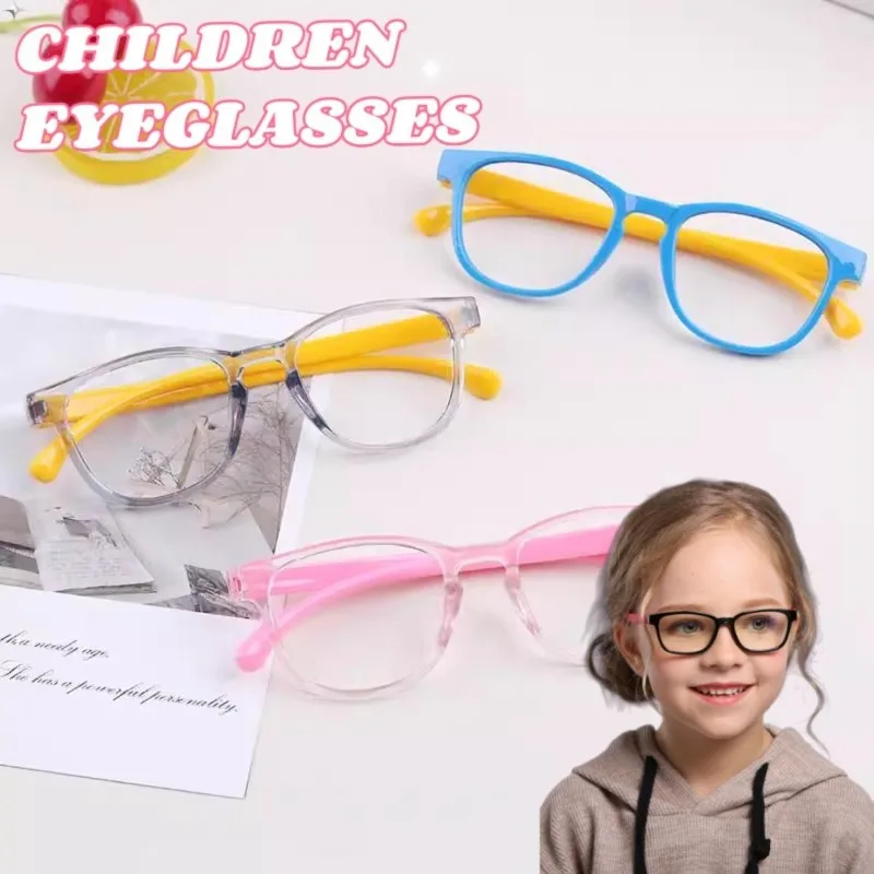 2 Stück Anti-Strahlungs-Brillen für Kinder, ultraleicht, rechteckiger Rahmen, Augenschutz, Sicherheit für Studenten, Silikon, Computerbrille