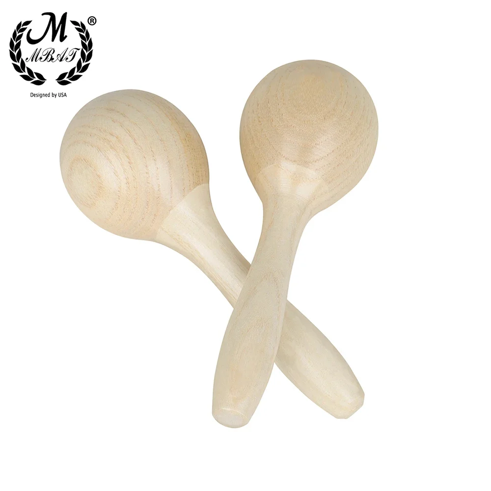 M MBAT Sand Hammer Orff Musical Instruments Spruce Wood Maraca Rattle Shaker Toy Kids Educate Gifts Christmas Present Baby Toys