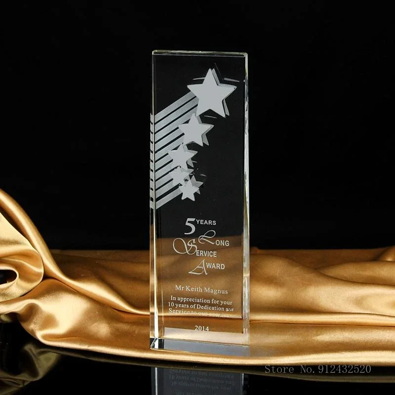 Customization Creative Five-Pointed Star Crystal Trophy, Excellent Employee Annual Meeting Award, Home Decoration Medal, 1Pc