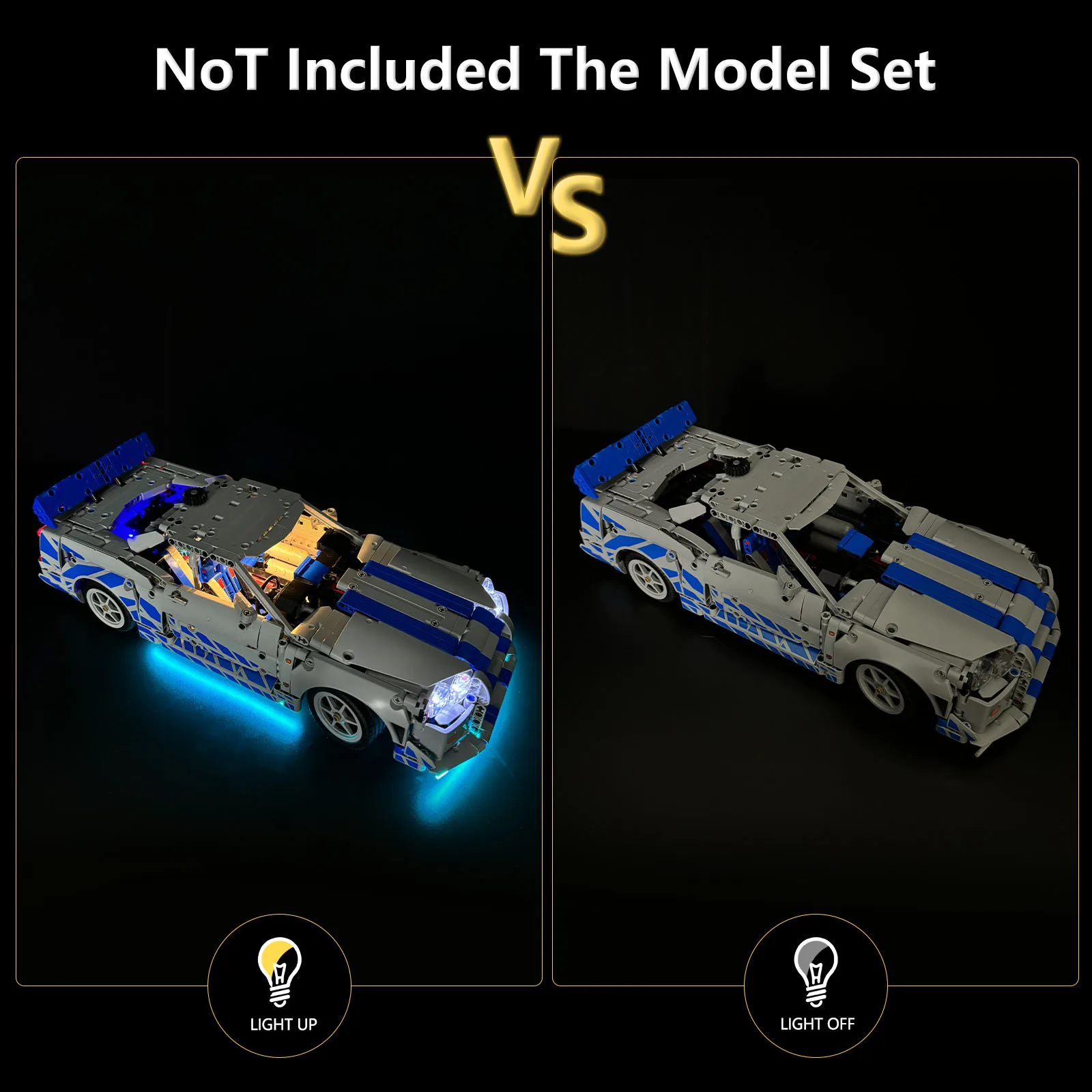 LYBMTWF LED-lichtset voor 42210 2 Fast 2 Furious Nissan Skyline GT-R (R34) auto-bouwstenen (exclusief de modelstenen)